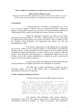 13 / Abr 2009 Sobre o pedido de cancelamento de registro de pre&ccedil;o