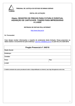 Objeto: REGISTRO DE PREÇOS PARA FUTURA E EVENTUAL