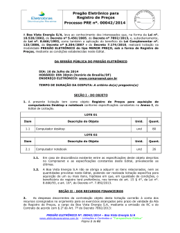 Preg&atilde;o Eletr&ocirc;nico para Registro de Pre&ccedil;os Processo PRE n&ordm;. 00042