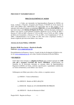 Preg&atilde;o 04/10 &ndash; Registro de Pre&ccedil;os - 1 - PROCESSO N&ordm;