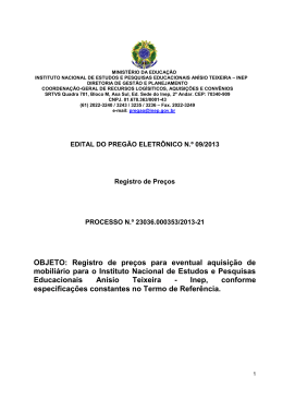 OBJETO: Registro de preços para eventual aquisição de