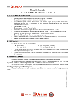 Manual de Operação GAVETA P/CEDULAS E MOEDAS