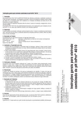 Instru&ccedil;&otilde;es gerais para o eletrodo combinado de pH tipo InPro4010