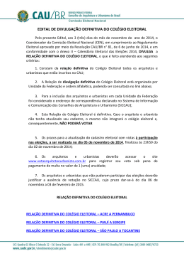 EDITAL DE DIVULGA&Ccedil;&Atilde;O DEFINITIVA DO COL&Eacute;GIO ELEITORAL