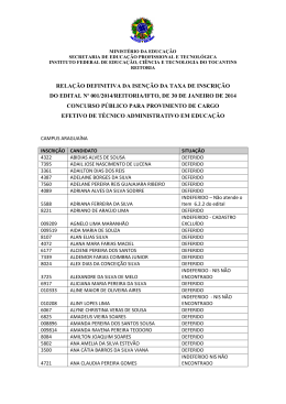 rela&ccedil;&atilde;o definitiva de solicita&ccedil;&otilde;es de isen&ccedil;&atilde;o da