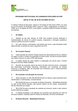 CHAMADA DE PROJETOS DE AÇÕES DE EXTENSÃO