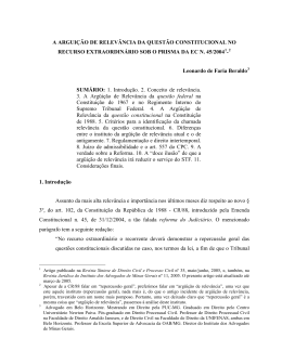 recurso extraordin&aacute;rio e a argui&ccedil;&atilde;o de relev&acirc;ncia da quest&atilde;o