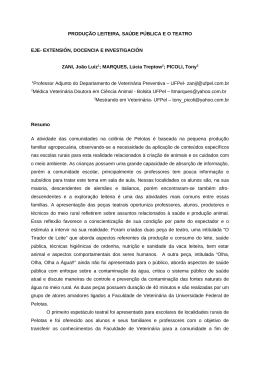 Produ&ccedil;&atilde;o Leiteira, Sa&uacute;de P&uacute;blica e o Teatro