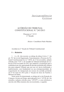 AC&oacute;RD&Atilde;O DO TRIBUNAl CONSTITUCIONAl N.&ordm; 243/2013