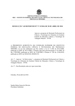 RESOLUÇÃO “AD REFERENDUM” Nº 15/2010, DE 30 DE