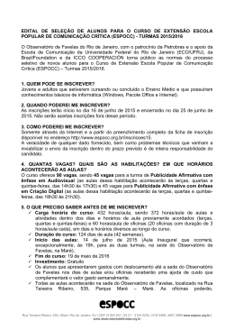 EDITAL DE SELE&Ccedil;&Atilde;O DE ALUNOS PARA O CURSO DE