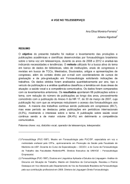 A Voz no Telesservi&ccedil;o - Sociedade Brasileira de Fonoaudiologia