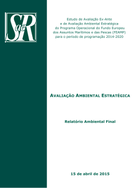 AVALIA&Ccedil;&Atilde;O AMBIENTAL ESTRAT&Eacute;GICA Relat&oacute;rio