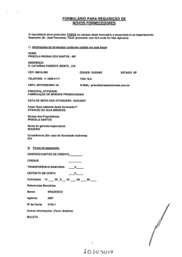 FORMUL&Aacute;RIO PARA RgguIsIc&Atilde;OgE