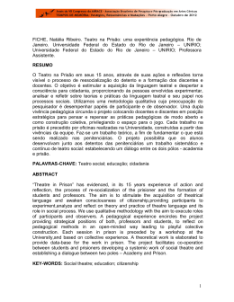FICHE, Nat&aacute;lia Ribeiro. Teatro na Pris&atilde;o: uma