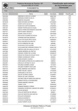 Escriturário - Candidatos com iniciais O, P, Q, R, S e T