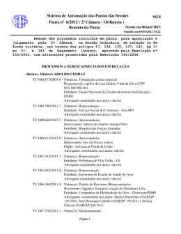 SEGUNDA - Tribunal de Contas da Uni&atilde;o
