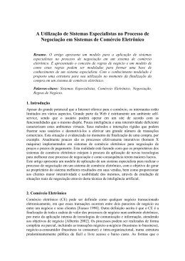 A Utiliza&ccedil;&atilde;o de Sistemas Especialistas no Processo de Negocia&ccedil;&atilde;o