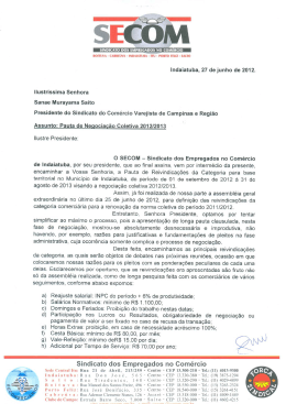 Pauta de Negociação Coletiva - SindiVarejista de Campinas e Região