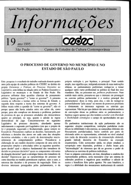 o processo de governo no município e no estado de sao paulo