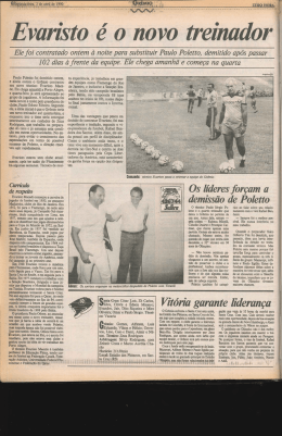 Evaristo e` o no vo treinador