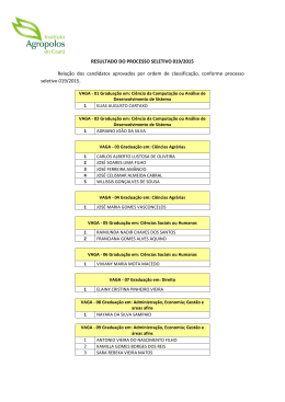 RESULTADO DO PROCESSO SELETIVO 019/2015 Rela&ccedil;&atilde;o dos
