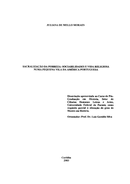 JULIANA DE MELLO MORAES SACRALIZA&Ccedil;&Atilde;O DA