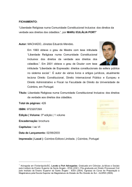 FICHAMENTO: &ldquo;Liberdade Religiosa numa Comunidade