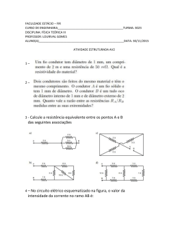 3 - Calcule a resist&ecirc;ncia equivalente entre os pontos A e B das
