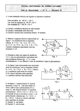 Teste2 de Electricidade 10&ordm; Ano