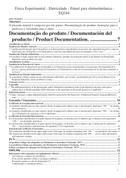 &Iacute;ndice do livro de experimentos do equipamento EQ244. ()