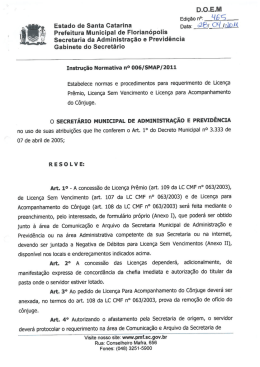 Instru&ccedil;&atilde;o Normativa n&ordm; 006/SMAP/2011