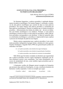 o estatuto da palavra prosódica no português brasileiro