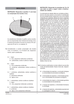 Prova de Biologia - Vestibular