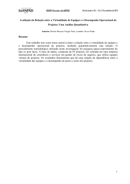 1 Avalia&ccedil;&atilde;o da Rela&ccedil;&atilde;o entre a Virtualidade de Equipes e o