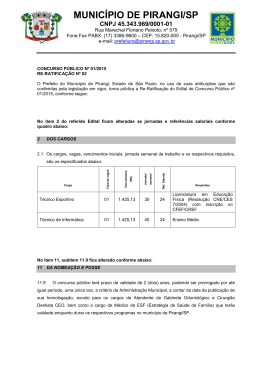 Re-Ratifica&ccedil;ao n&deg; 2 Edital Concurso P&uacute;blico 01/2015