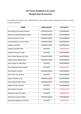 23&ordm; F&oacute;rum Acad&ecirc;mico de Letras Rela&ccedil;&atilde;o final de inscritos