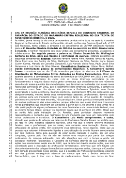 Plen&aacute;ria &ndash; M&ecirc;s Novembro 2012 - Conselho Regional de Farm&aacute;cia
