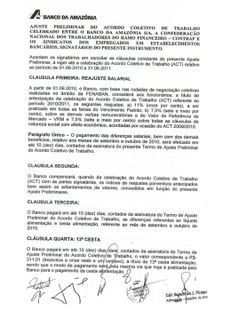 Ajuste Preliminar ACT - Sindicato dos Empregados em