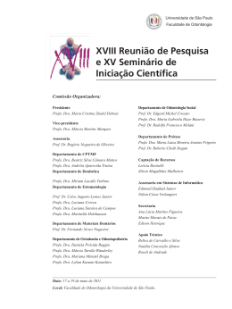 XVIII Reuni&atilde;o de Pesquisa e XV Semin&aacute;rio de Inicia&ccedil;&atilde;o Cient&iacute;fica