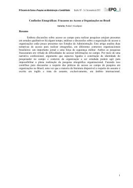 1 Confiss&otilde;es Etnogr&aacute;ficas: Fracassos no Acesso a