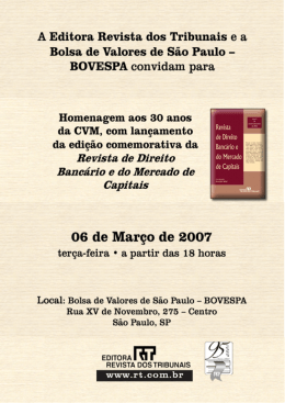 A Editora Revista dos Tribunais e a Bolsa de &not;|&iexcl;ialores de S&atilde;o