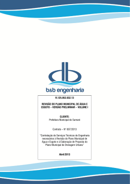 Plano Municipal de &Aacute;gua e Esgoto de Sumar&eacute;