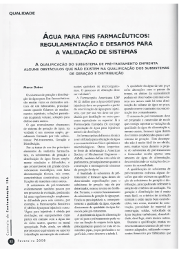 &aacute;gua para fins farmac&ecirc;uticos: regulamenta&ccedil;&atilde;o e