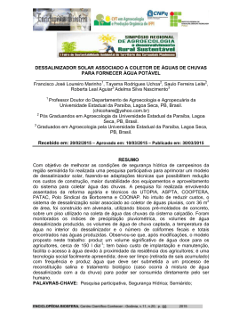 dessalinizador solar associado a coletor de &aacute;guas de chuvas para