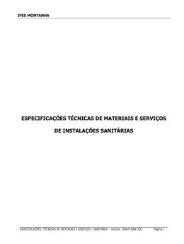 especificações técnicas de materiais e serviços de instalações
