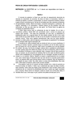 PROVA DE L&Iacute;NGUA PORTUGUESA / LEGISLA&Ccedil;&Atilde;O INSTRU&Ccedil;&Atilde;O