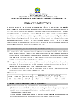 Edital n&ordm; 50/2013 - IF Sert&atilde;o-PE