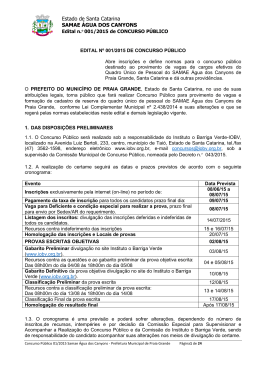 edital de abertura concurso p&uacute;blico samae &aacute;gua