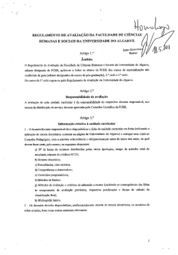 Regulamento de Avaliação da FCHS - Início